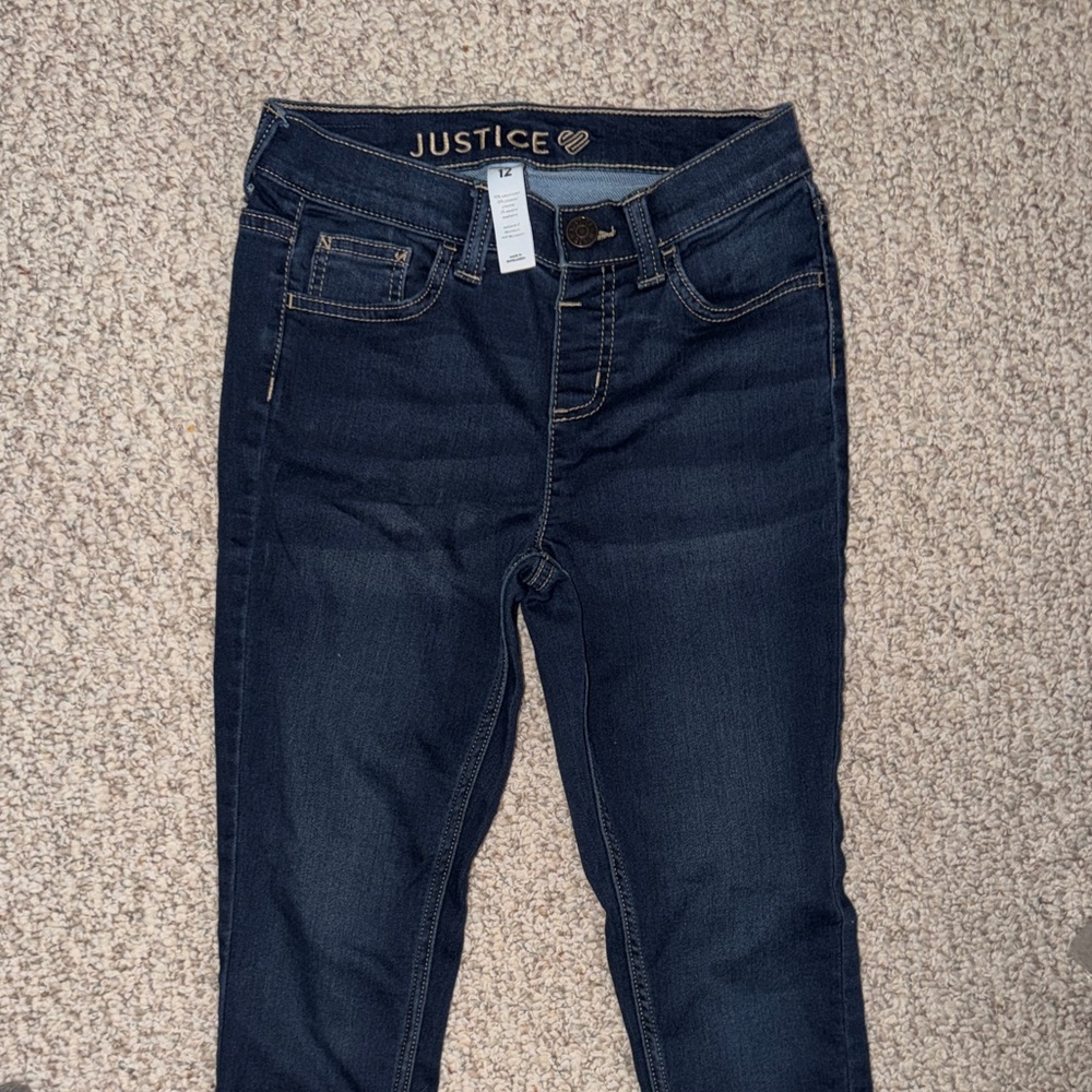 Justice Skinny Jeans in Dark Blue Wash